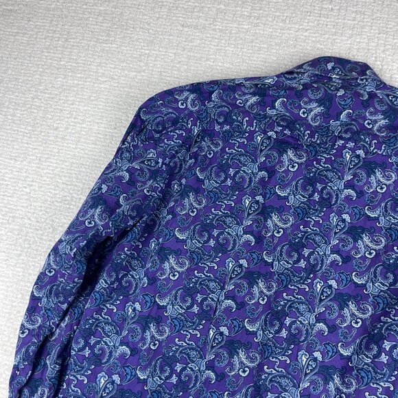 Alan Flusser Shirt Mens XL Purple Button Up Long Sleeve Floral Paisley - Picture 16 of 16